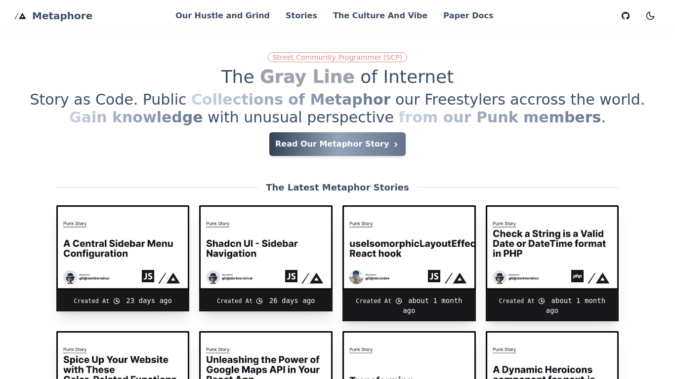 Metaphore Story (SCP) Landing page