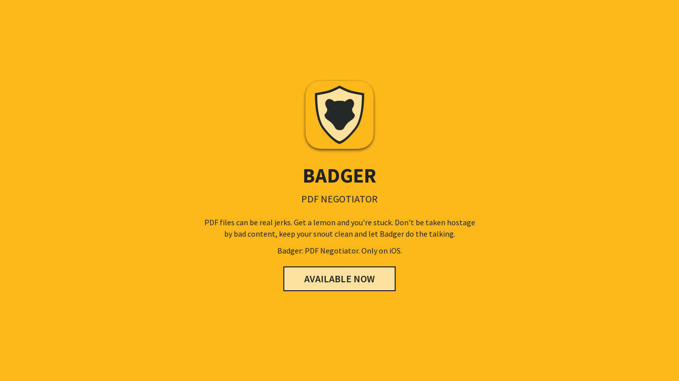 Badger PDF Landing page
