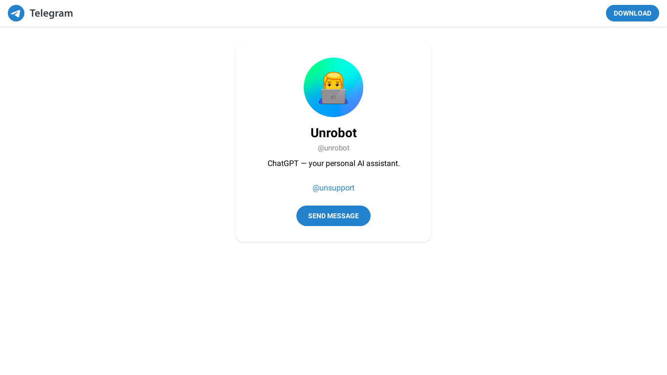 Unrobot Landing page