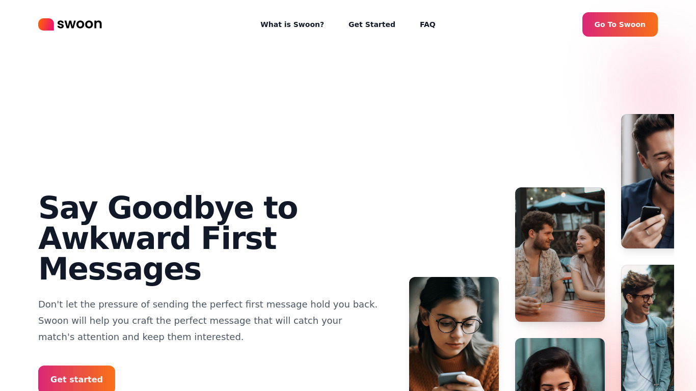Swoon Chat Landing page