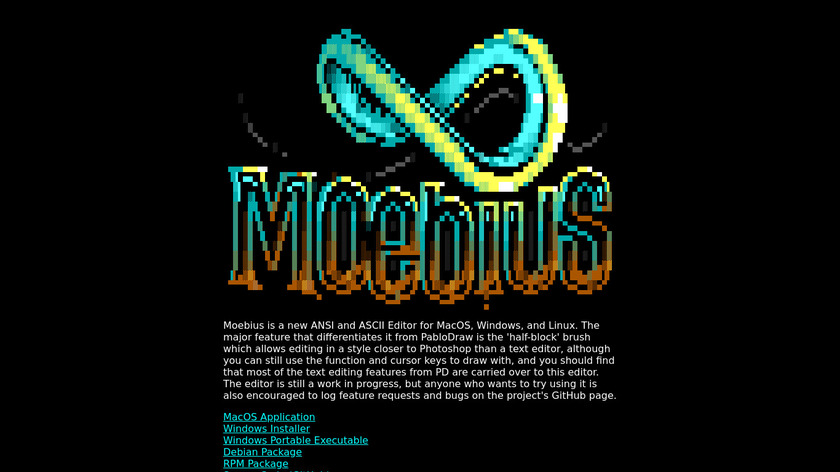 Moebius ANSI and ASCII Editor Landing Page