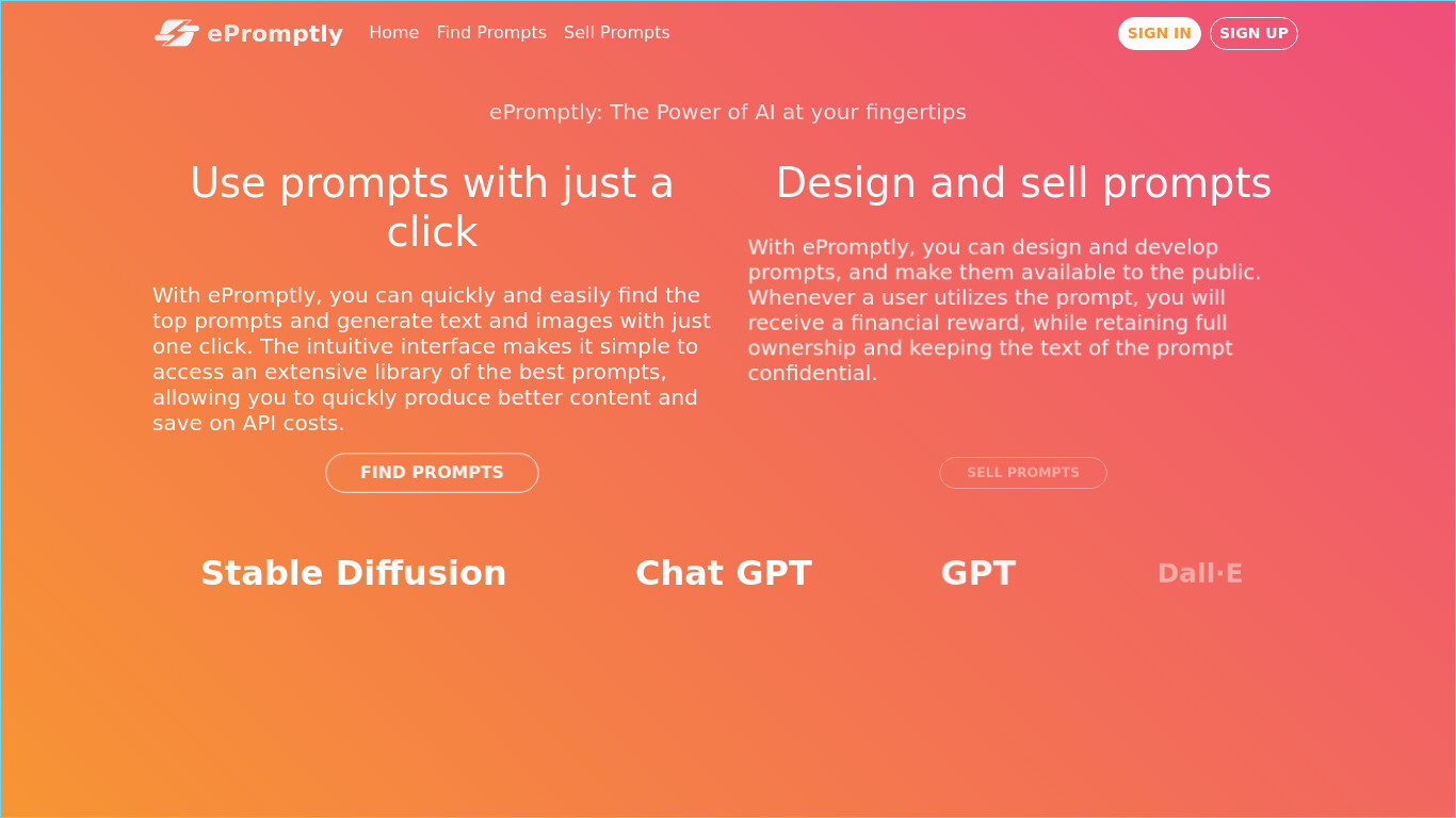 ePromptly Landing page