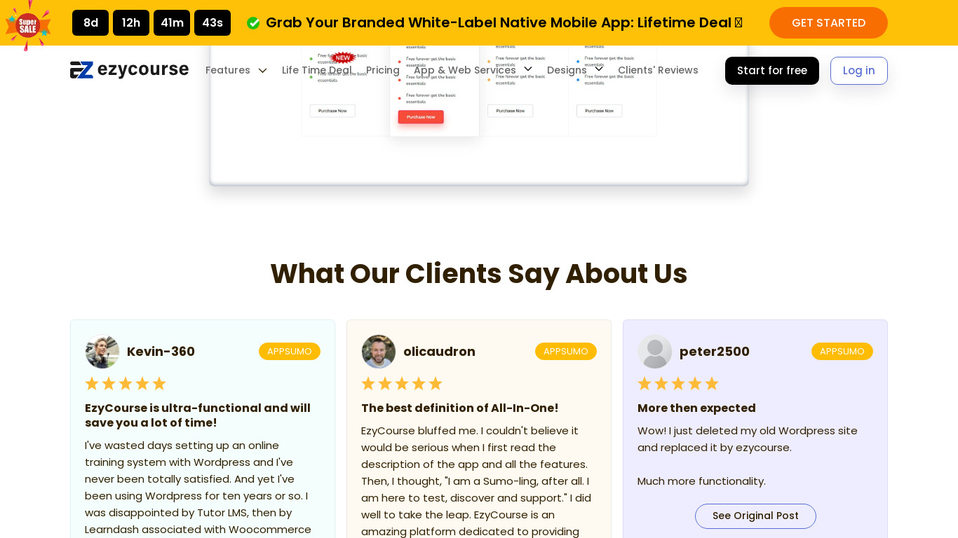 EzyCourse Landing page