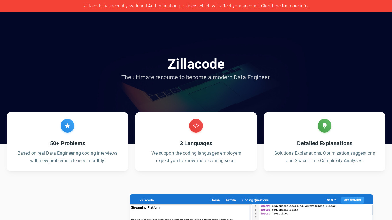 Zillacode Landing page