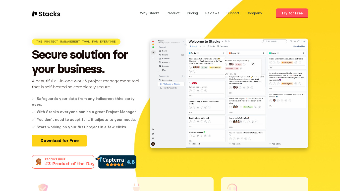 Stacks - Project management Landing page