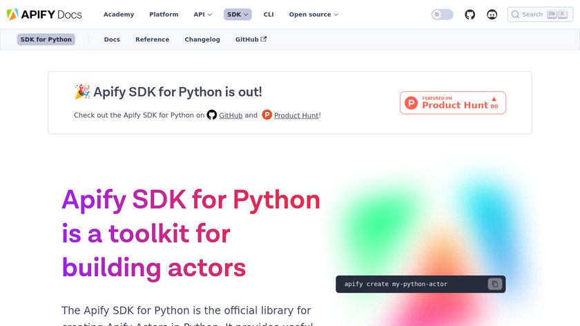 Apify Python SDK Landing Page
