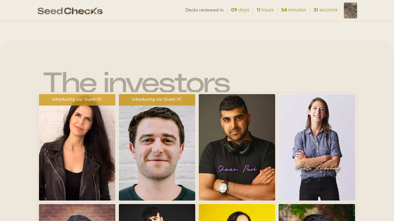 Seed Checks Landing page