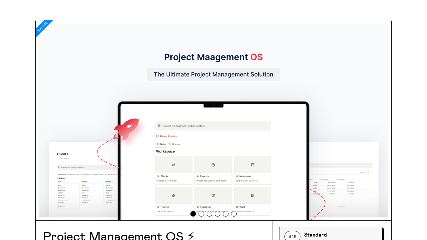 Project management OS Landing page