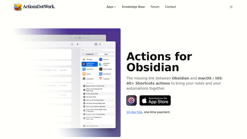 Actions for Obsidian Landing Page
