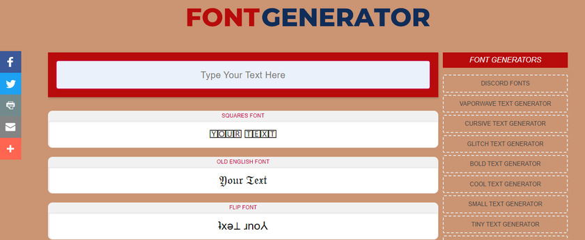 FontGenerator.in Landing Page