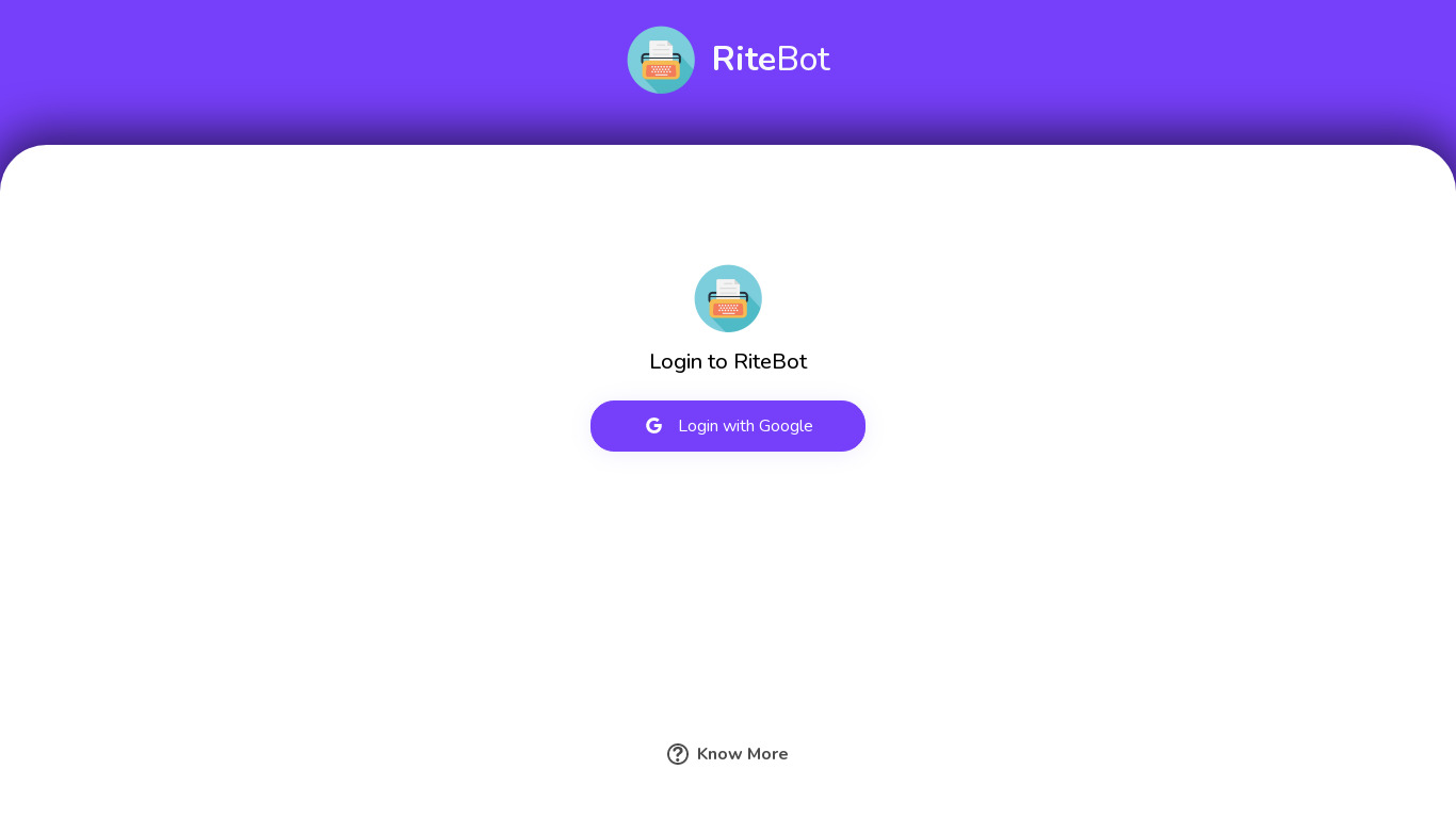 RiteBot Landing page