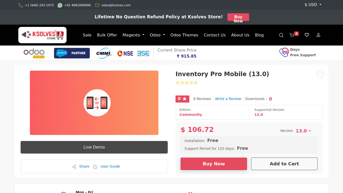 Ksolves Inventory Pro Mobile Landing page