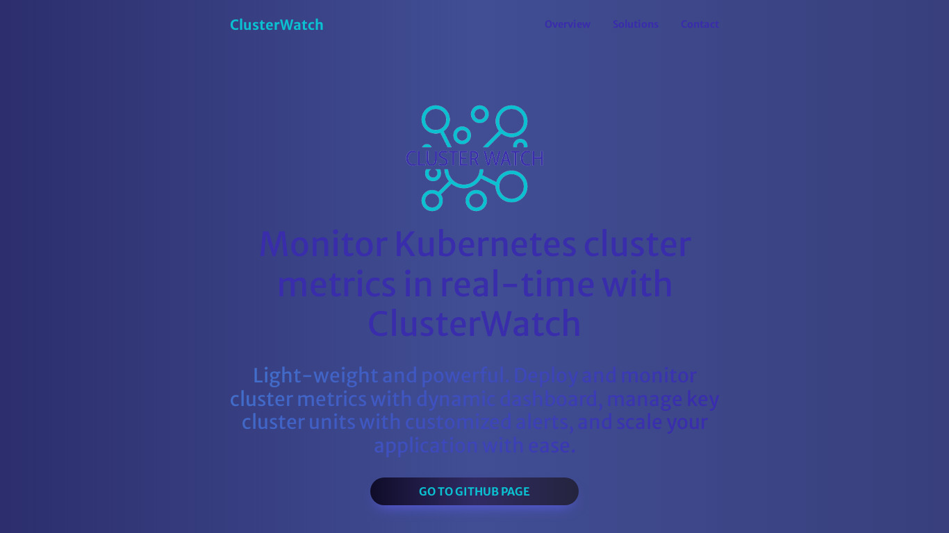 ClusterWatch Landing page