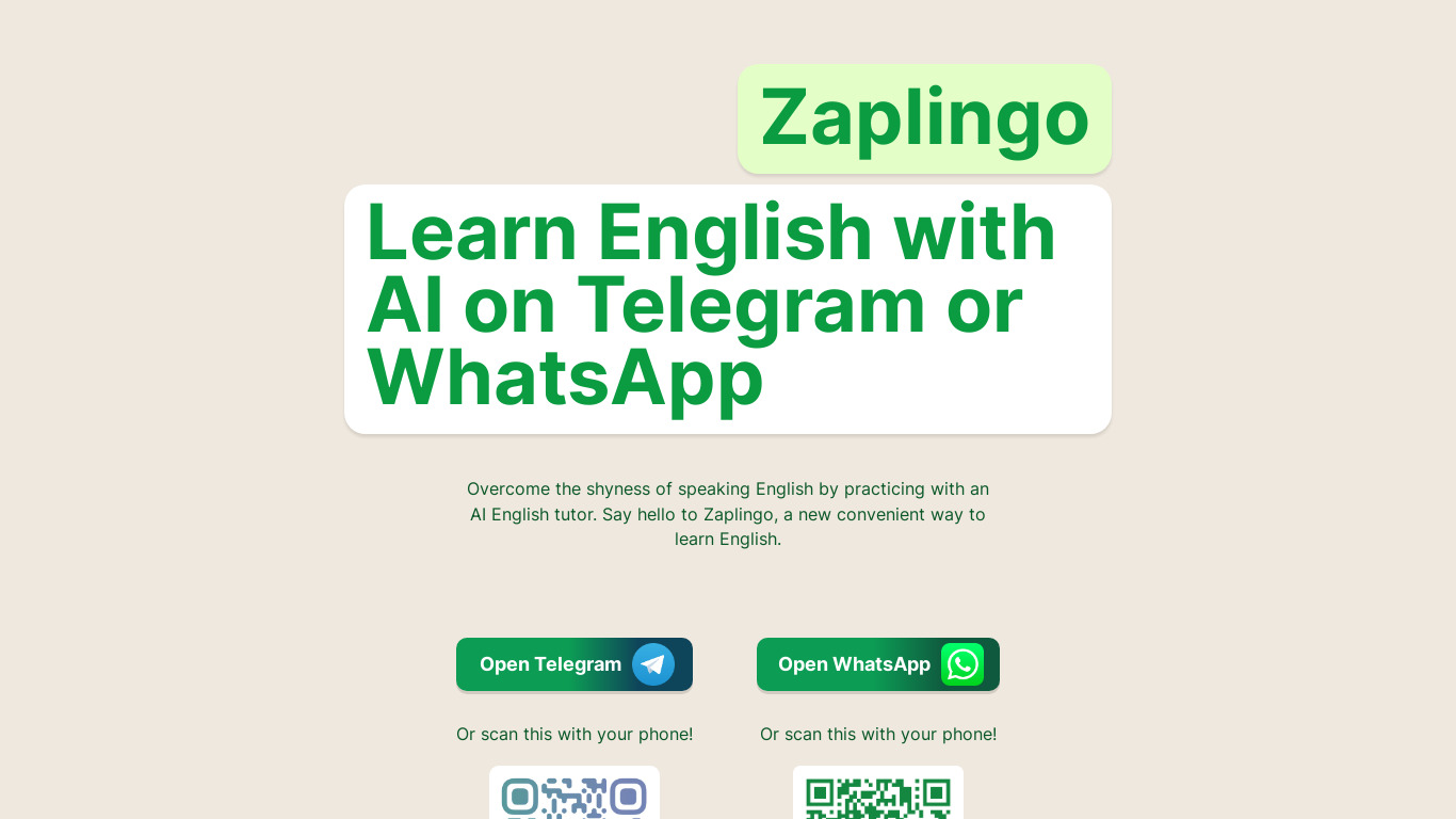 Zaplingo Landing page