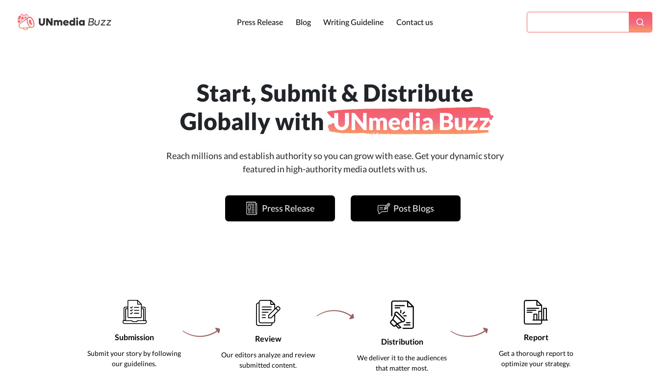 UNmedia Buzz Landing page