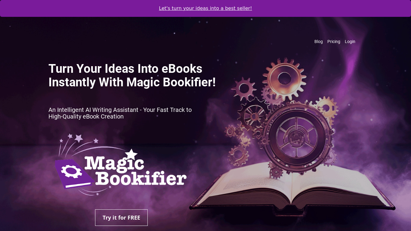 Magic Bookifier Landing page