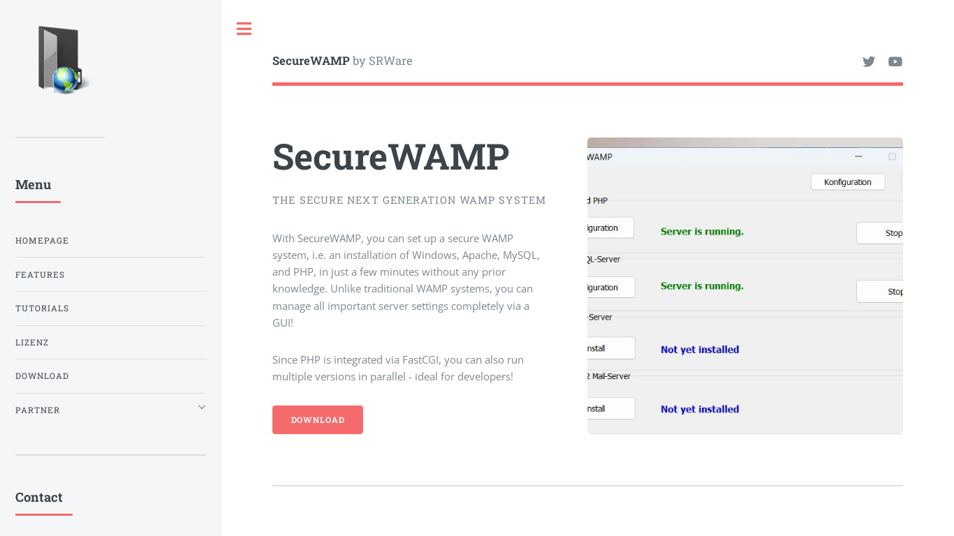 SecureWAMP Landing page