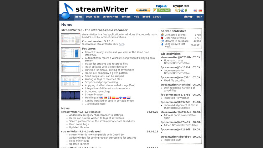 streamWriter Landing Page