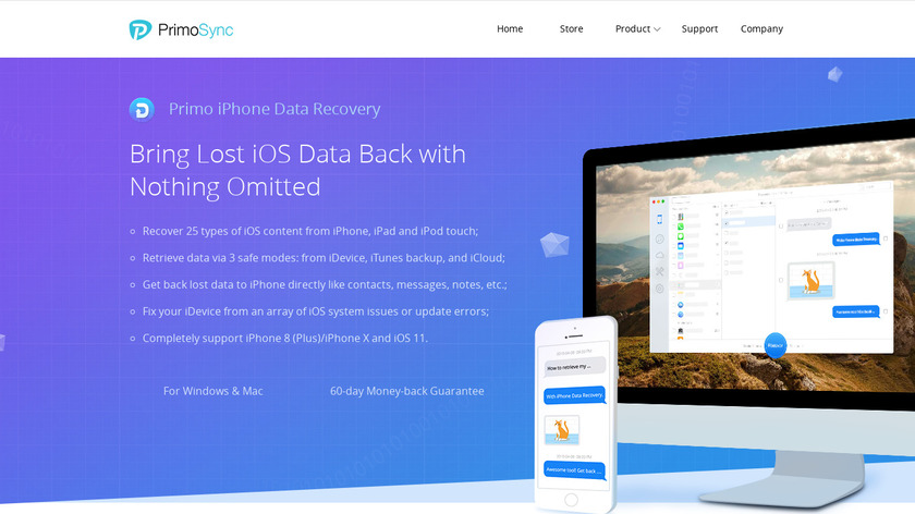 Primo iPhone Data Recovery Landing Page