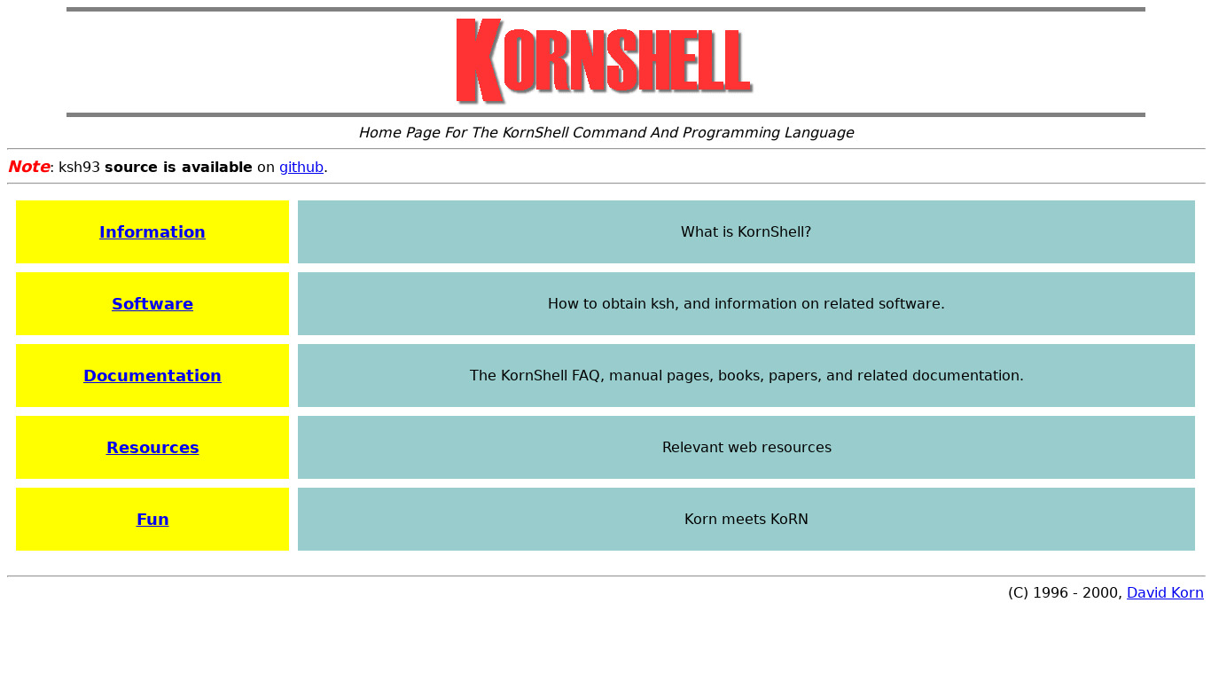 KornShell Landing page