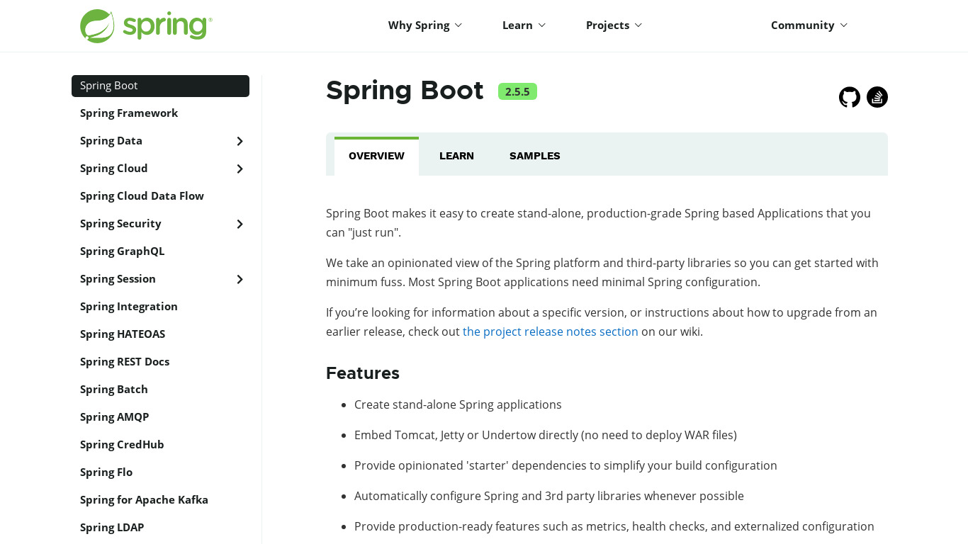 Spring Boot Landing page