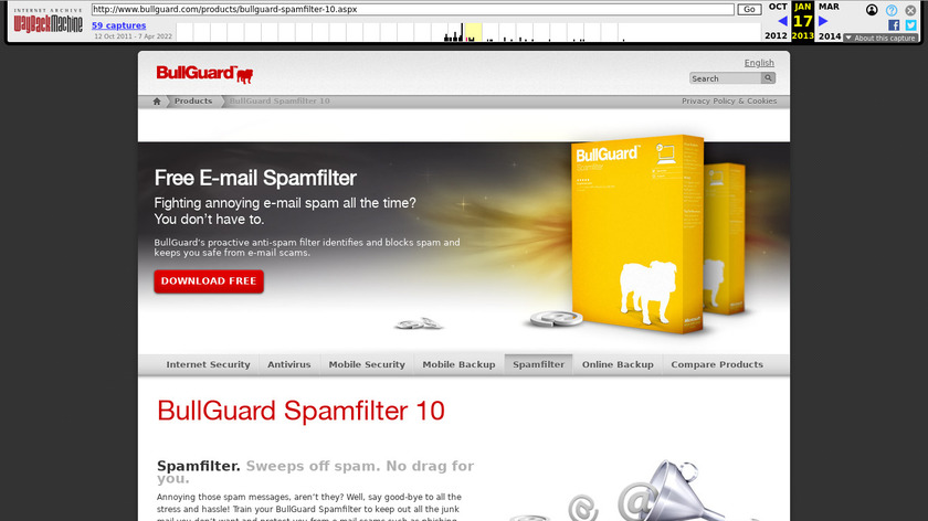 BullGuard Spamfilter Landing Page