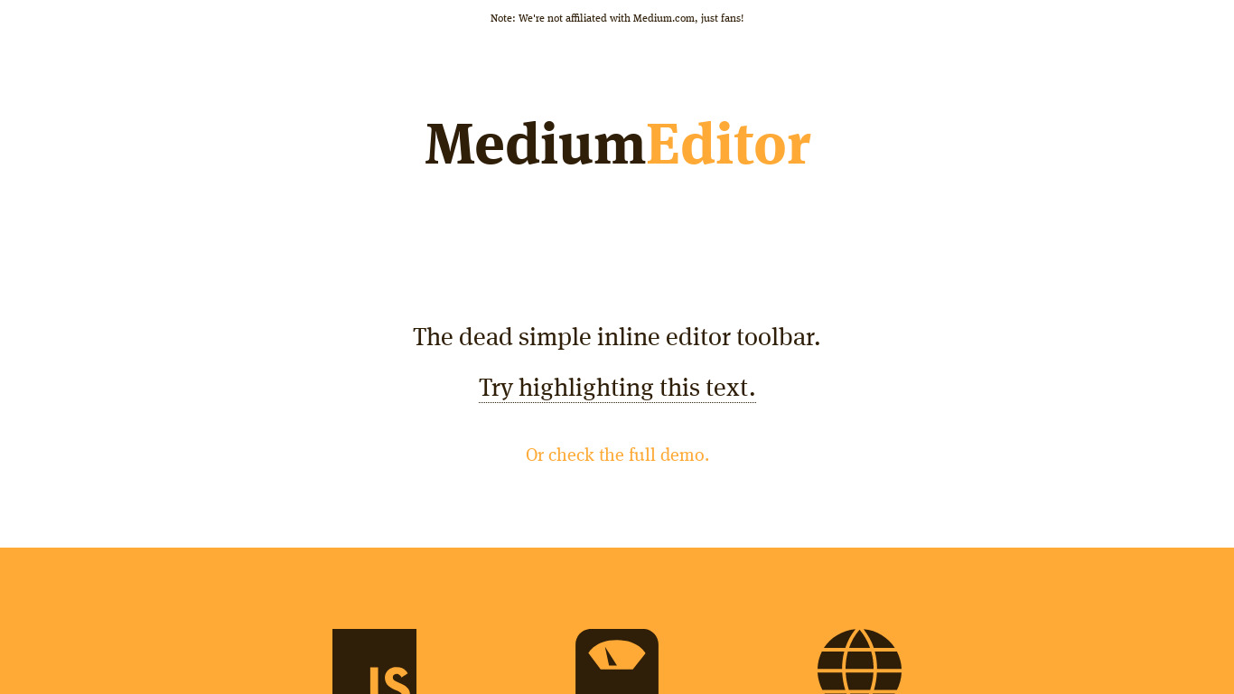 MediumEditor Landing page