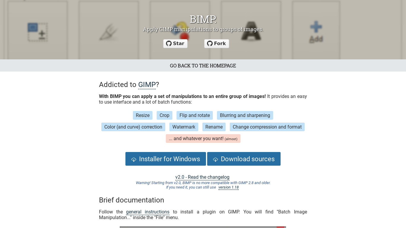 BIMP Landing page