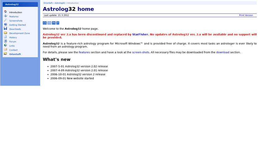 Astrolog32 Landing Page