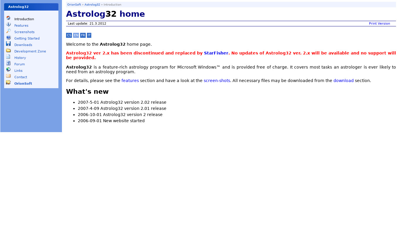 Astrolog32 Landing page