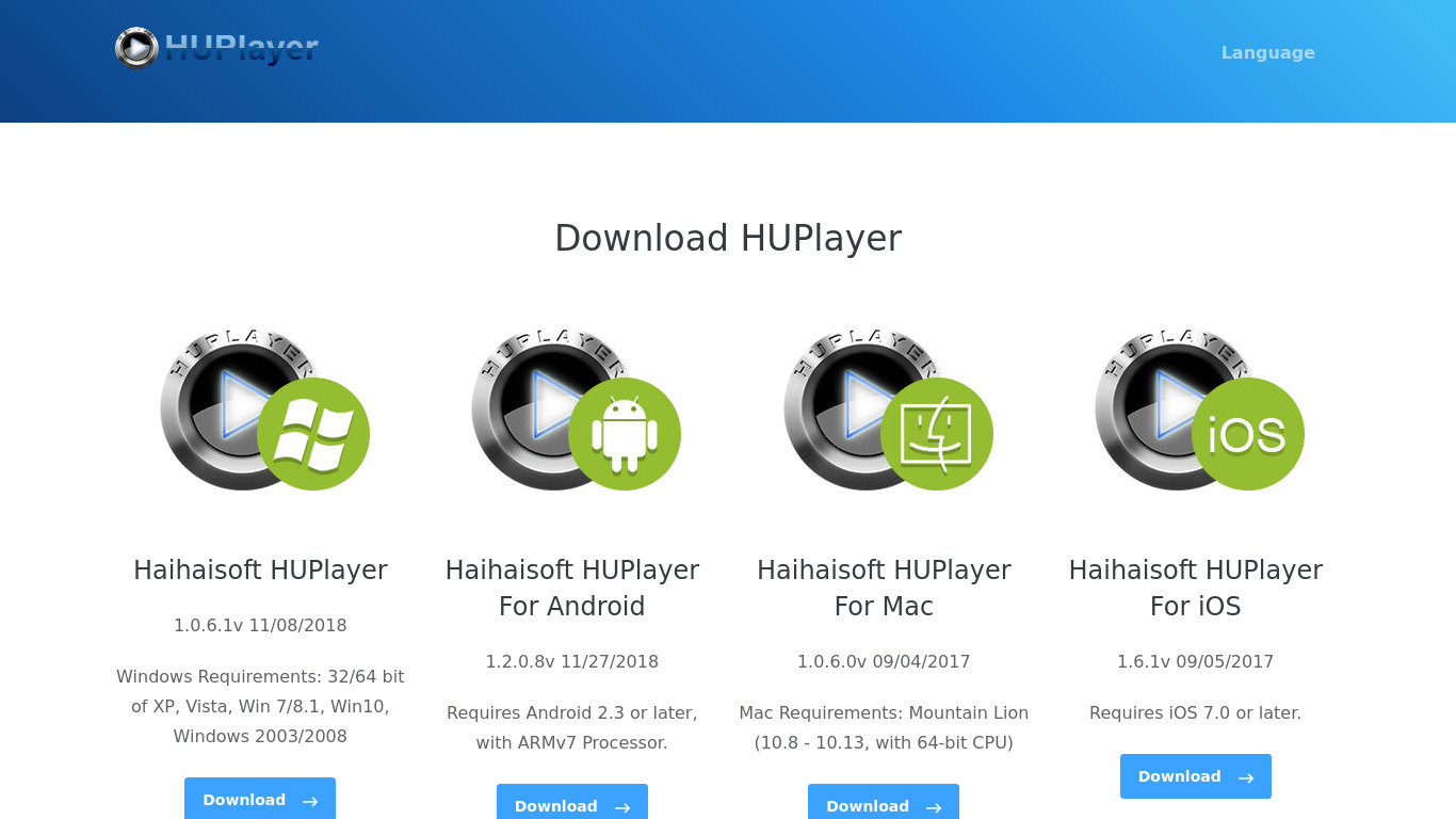 Haihaisoft Universal Player Landing page