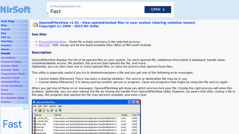 OpenedFilesView Landing Page