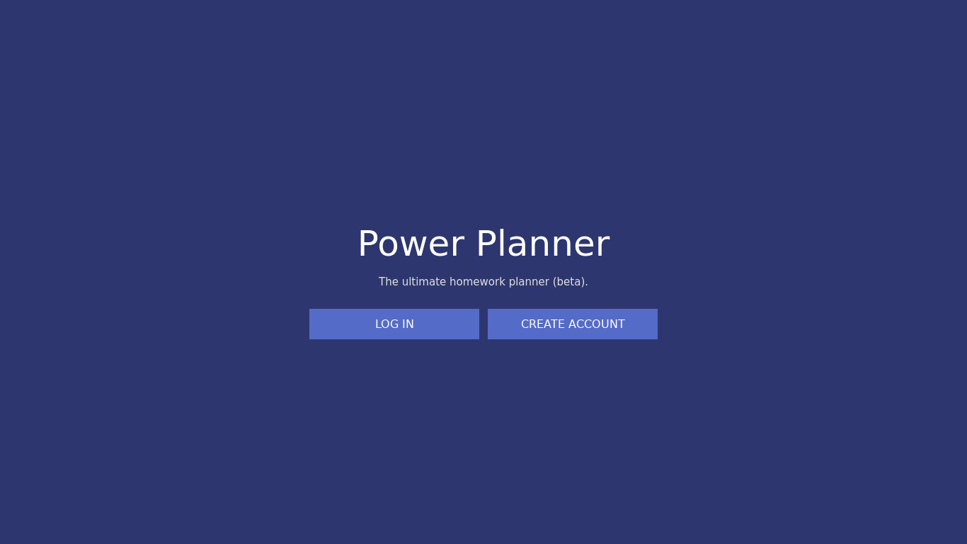 Power Planner Landing page