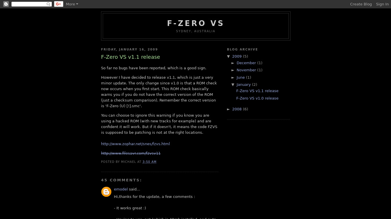 F-Zero VS Landing page