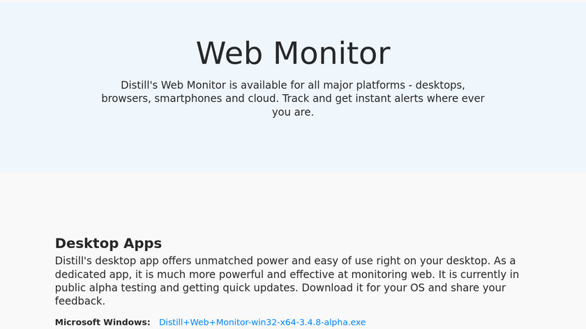 Distill Web Monitor Landing Page