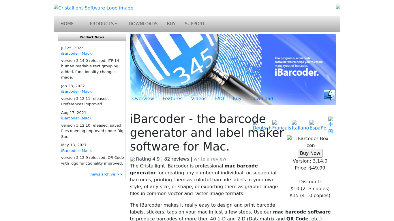 iBarcoder Landing page