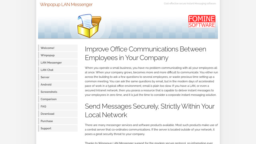 Winpopup LAN Messenger Landing Page