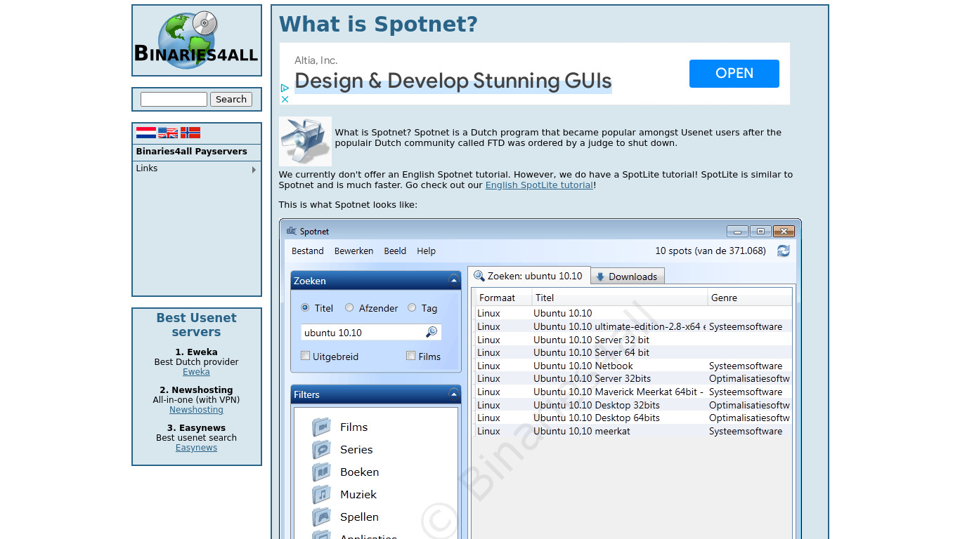 Spotnet Landing page