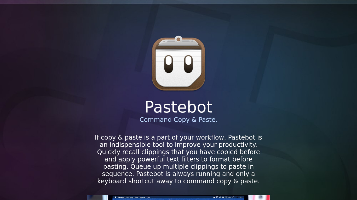 Pastebot Landing page
