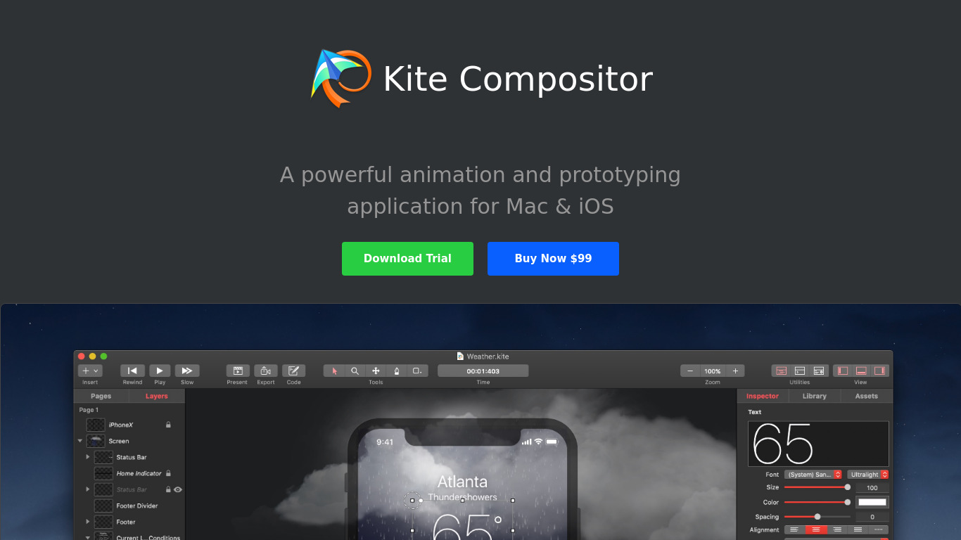 Kite Compositor Landing page