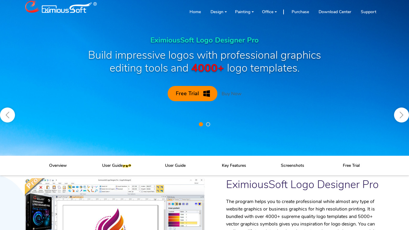 EximiousSoft Logo Designer Landing page