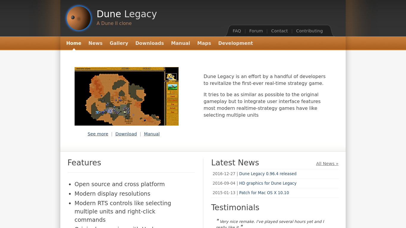 Dune Legacy Landing page