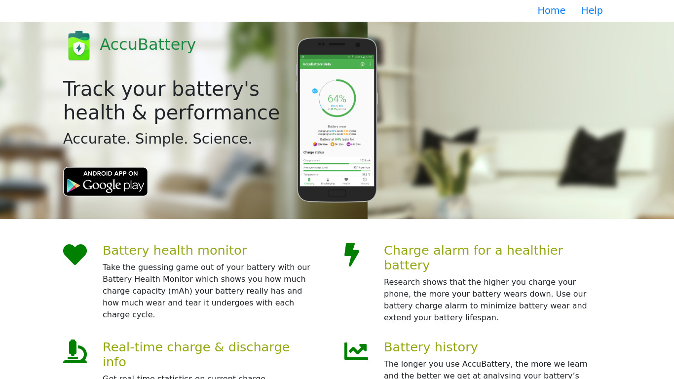 Accubattery Landing page