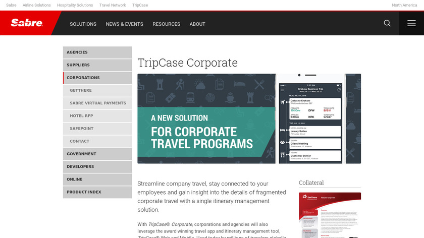 sabre.com TripCase Corporate Landing Page