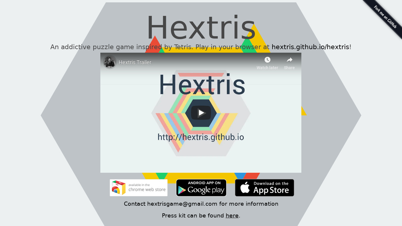 Hextris Landing page