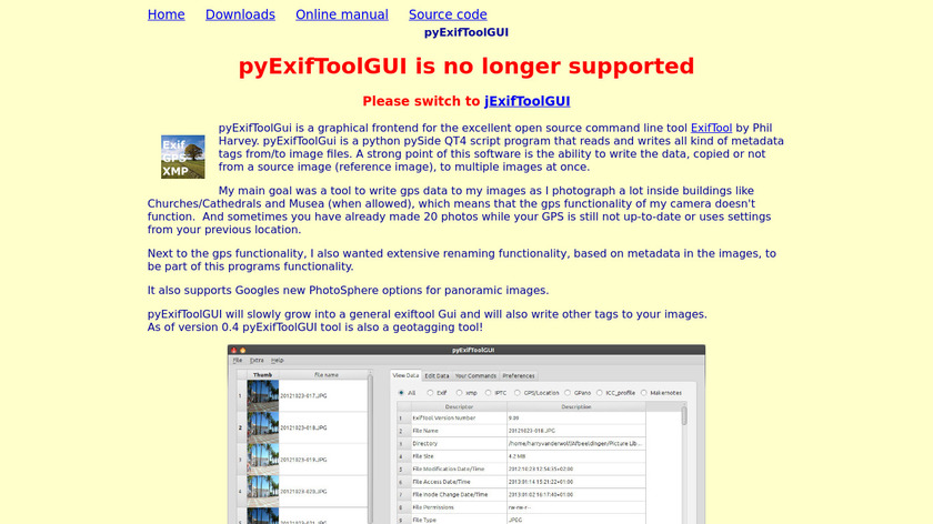 pyExifToolGUI Landing Page