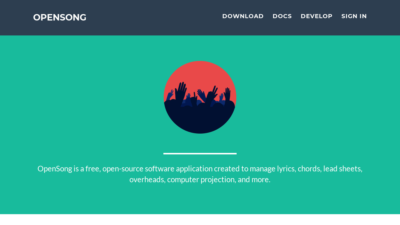 OpenSong Landing page