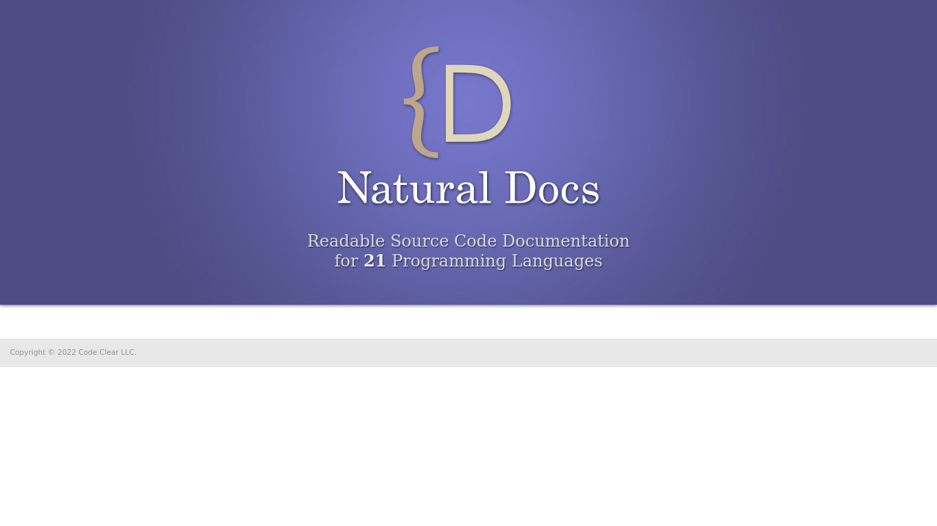Natural Docs Landing page