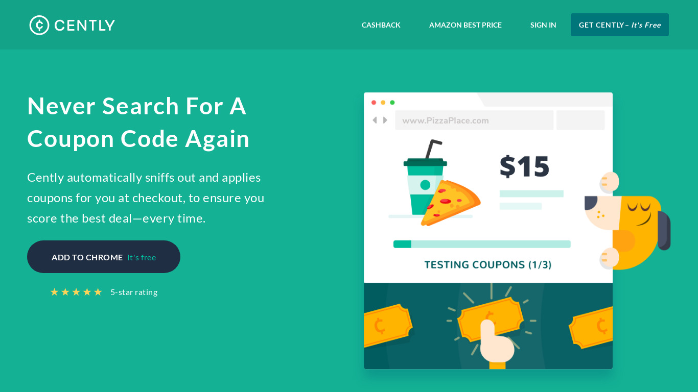 CouponFollow Cently Landing page
