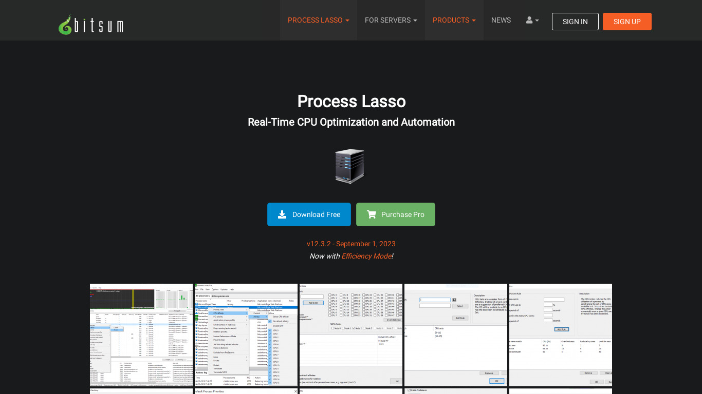 Process Lasso Landing page